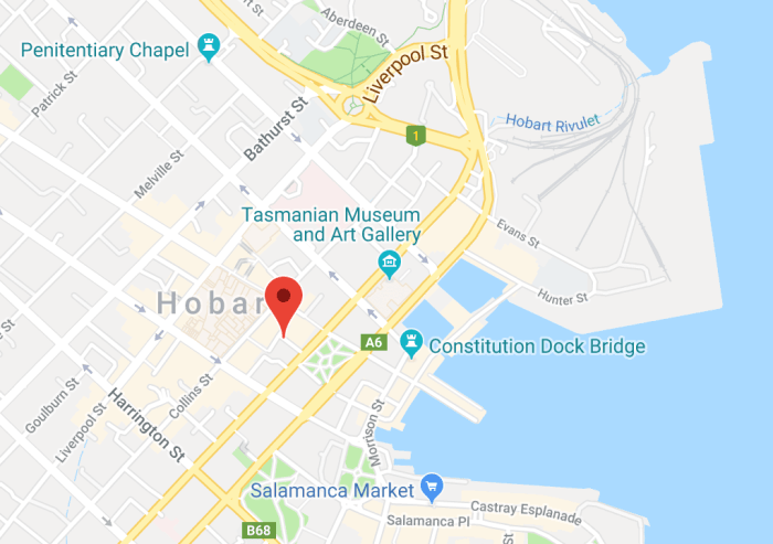 Tasmania map hobart