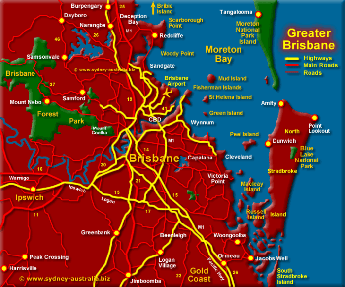 Map of brisbane queensland