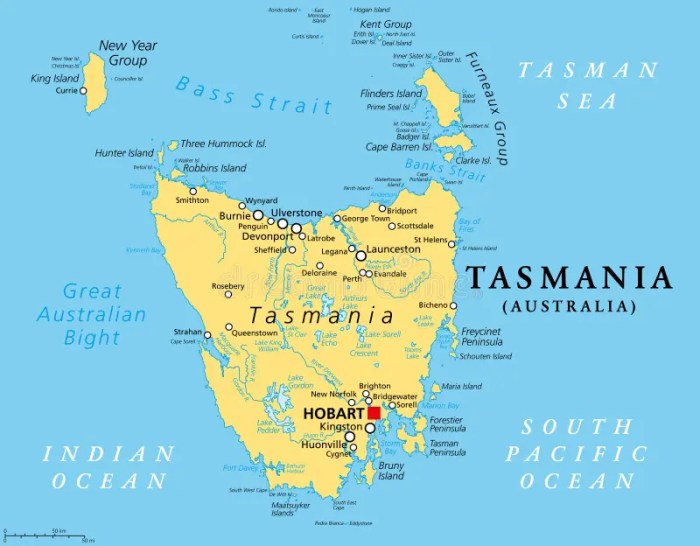 Tasmania map hobart