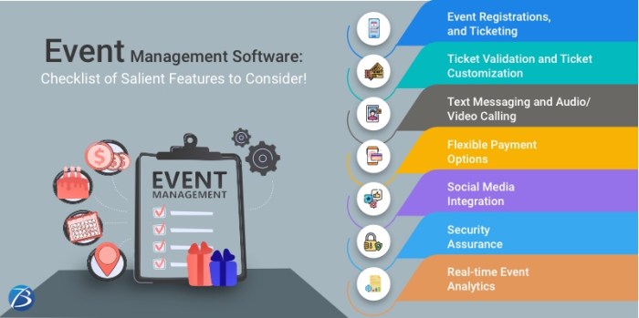 Event management software app features planning list ticketing registrations salient checklist consider Event management app